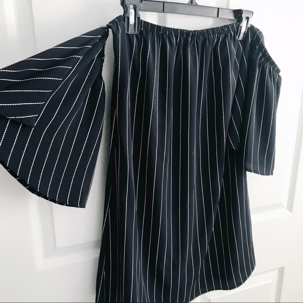 Navy off the shoulder dress